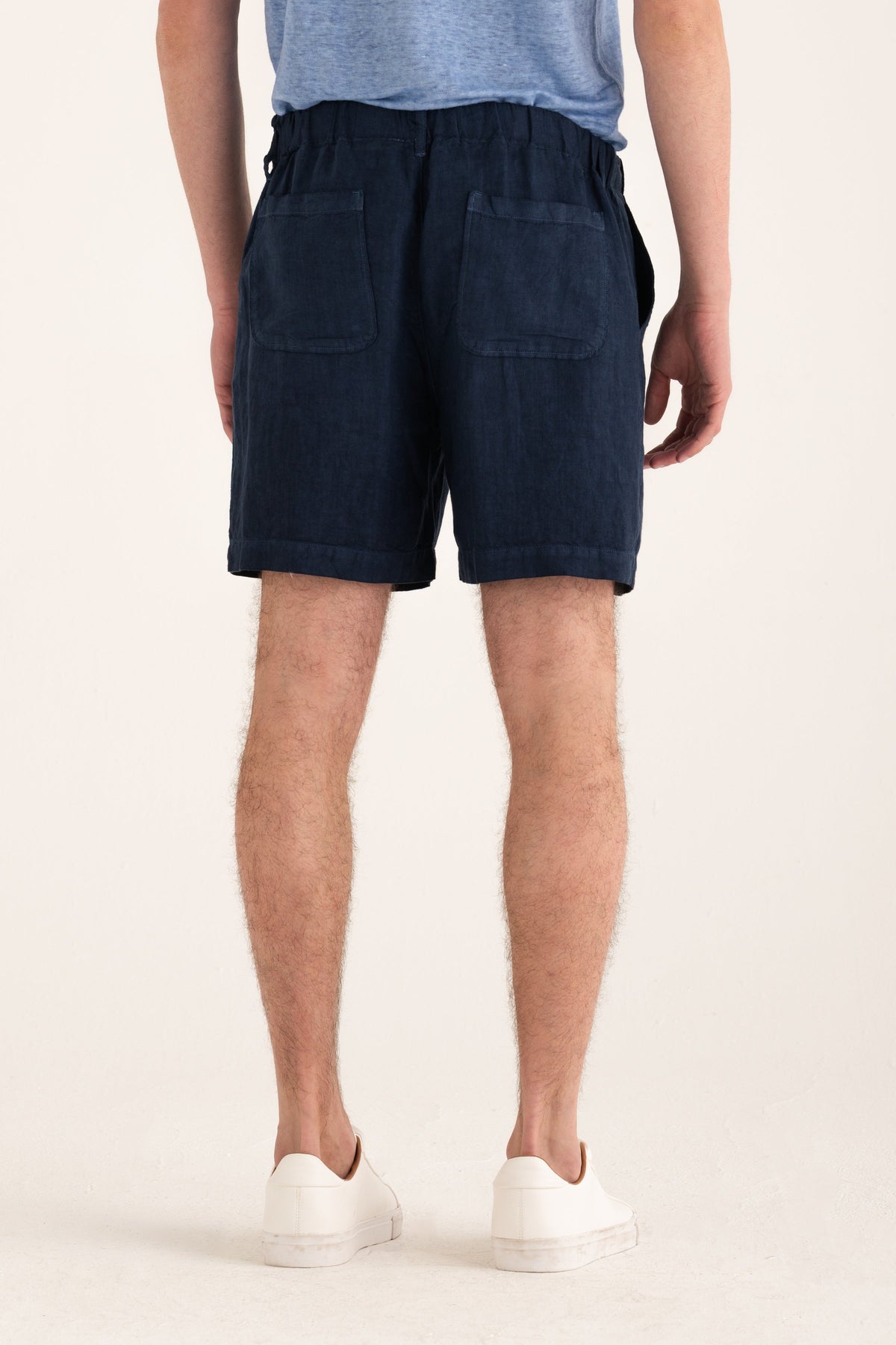 Men's Linen Tailored Shorts – Navy Fade, view 2