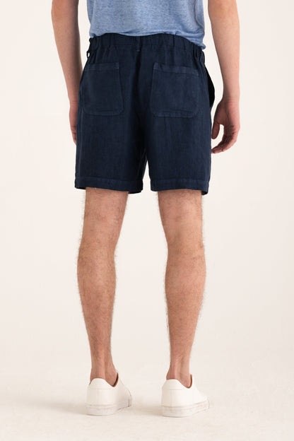 Men's Linen Tailored Shorts – Navy Fade, view 2