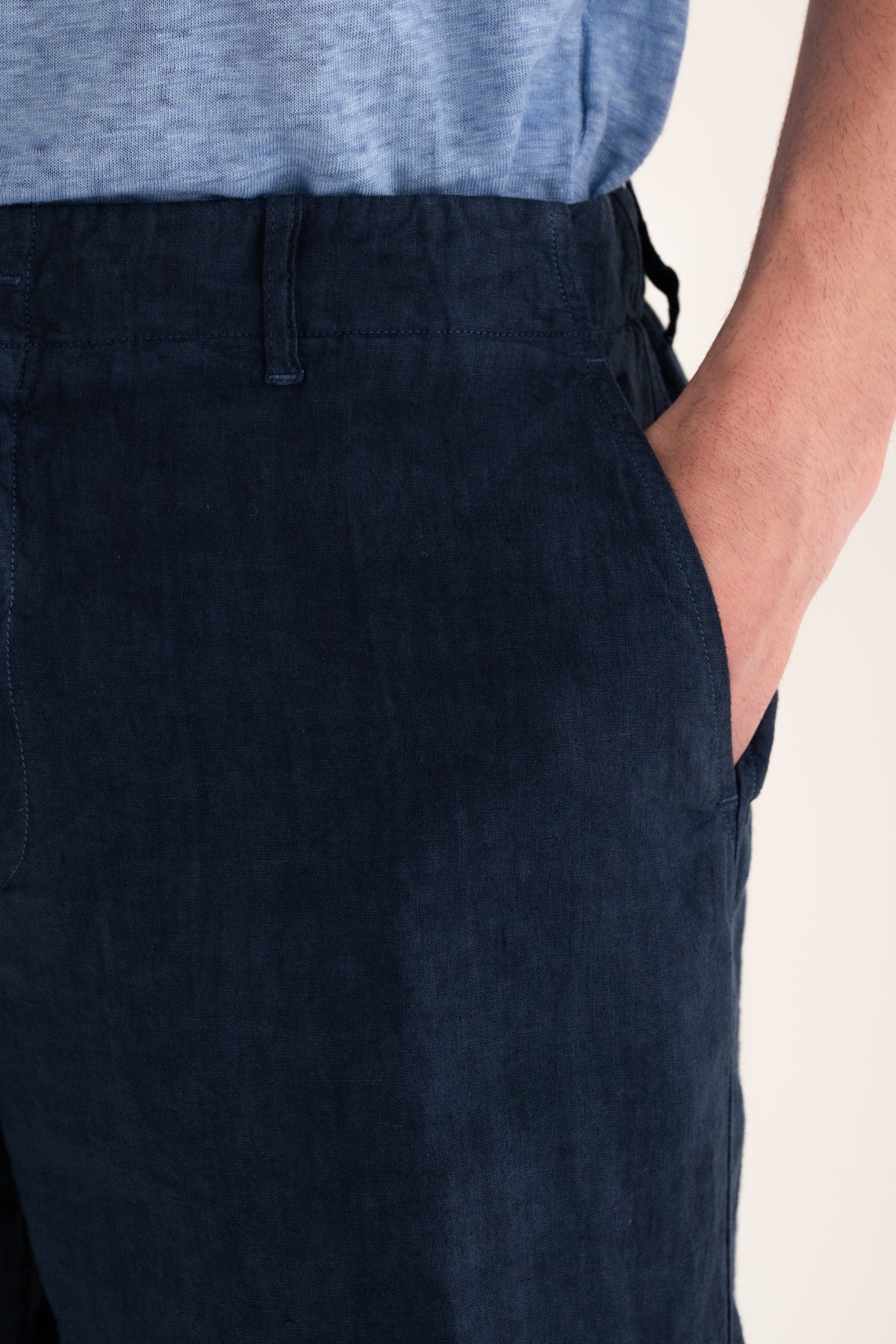 Men's Linen Tailored Shorts – Navy Fade, view 3