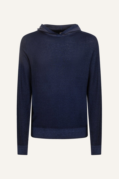 Men's Hooded Knit Sweater – Navy Blue, view 8