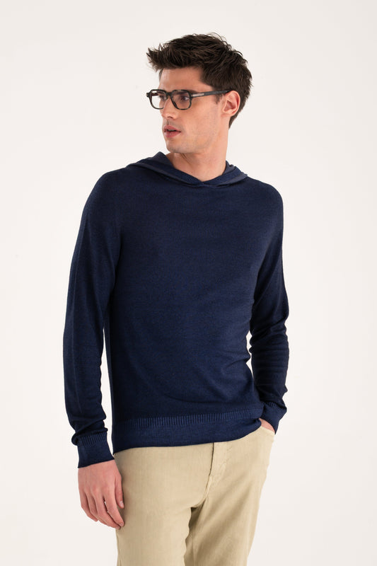 Men's Hooded Knit Sweater – Navy Blue, view 1