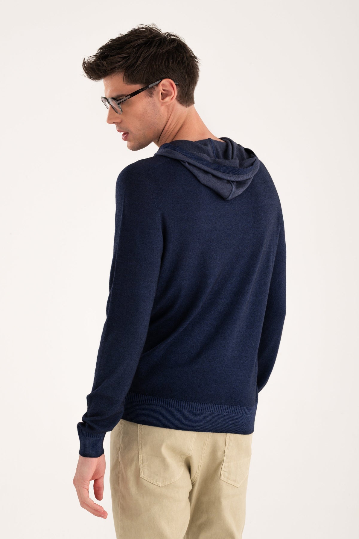 Men's Hooded Knit Sweater – Navy Blue, view 2