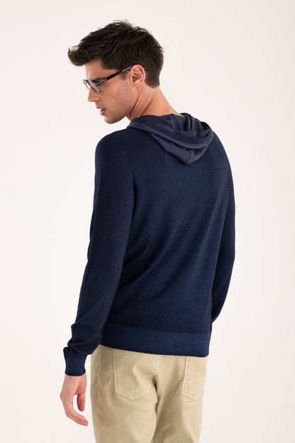 Men's Hooded Knit Sweater – Navy Blue, view 2