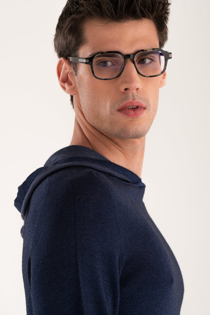 Men's Hooded Knit Sweater – Navy Blue, view 3