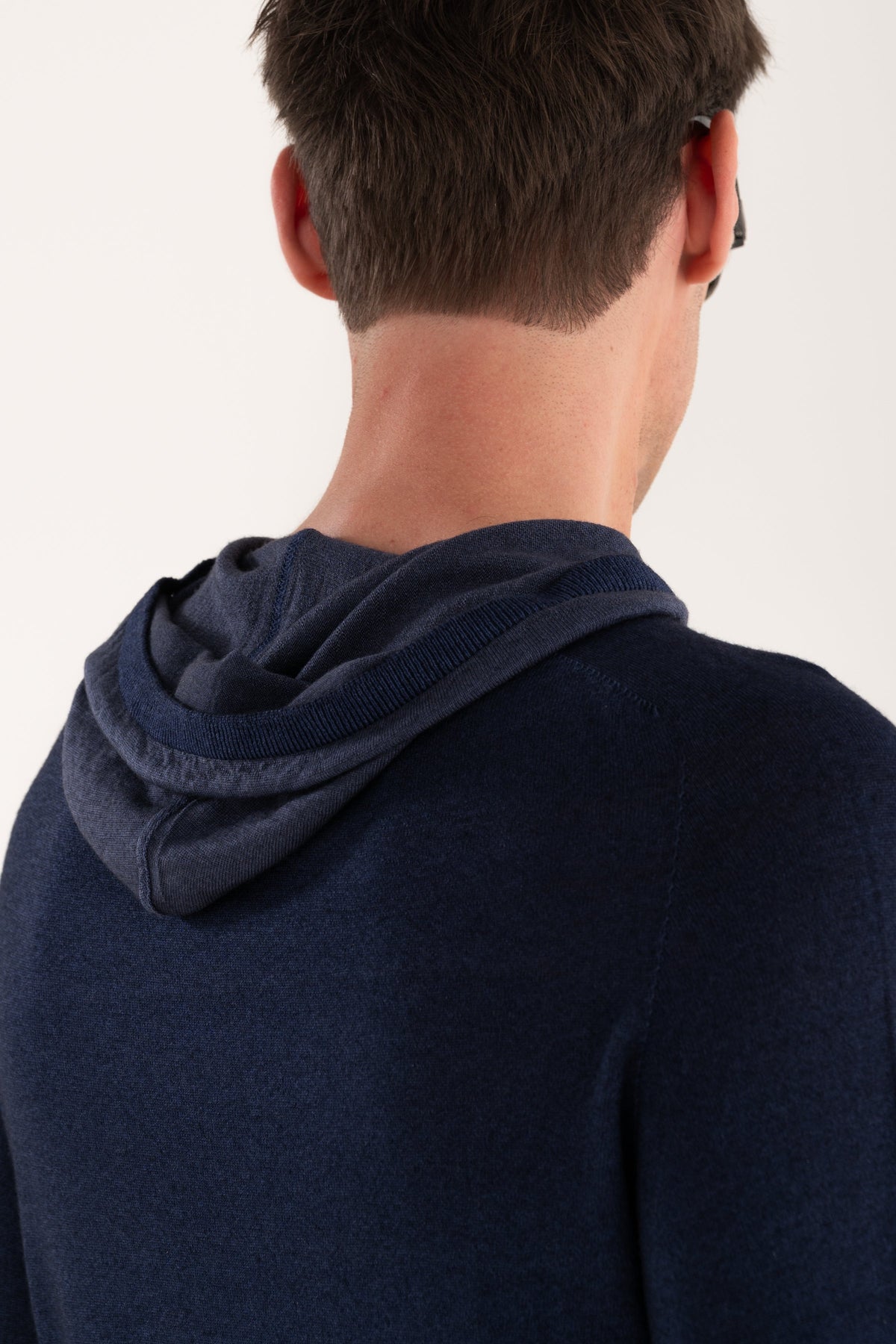 Men's Hooded Knit Sweater – Navy Blue, view 4