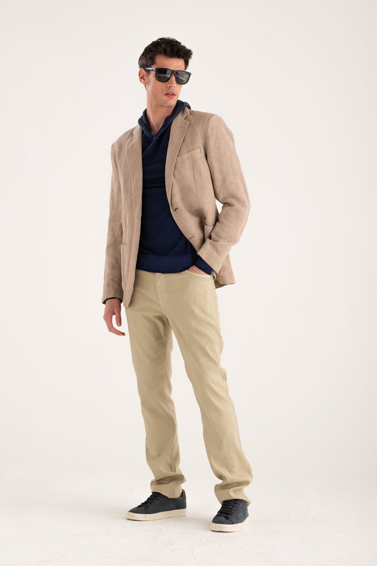 Men's Hooded Knit Sweater – Navy Blue, view 7