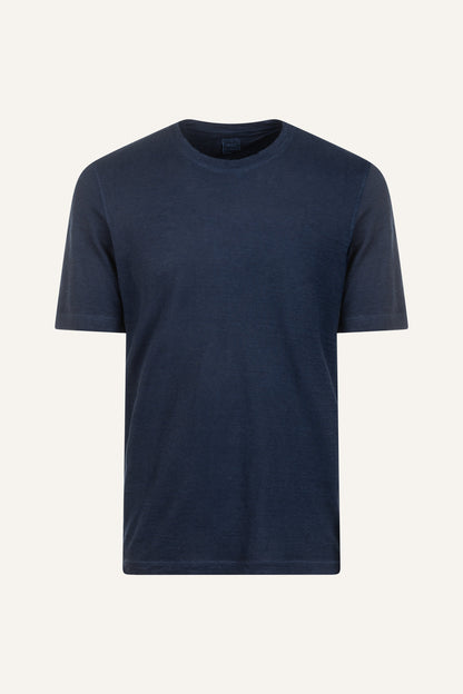 Men's Linen Slim Fit Crewneck T-Shirt – Navy Fade, view 6