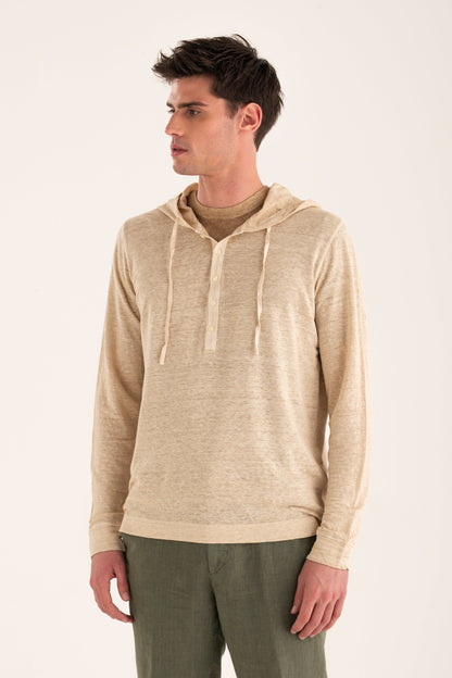 Men's Linen Hooded T-Shirt – Safari Soft Fade, view 2