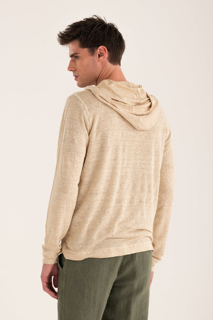Men's Linen Hooded T-Shirt – Safari Soft Fade, view 1