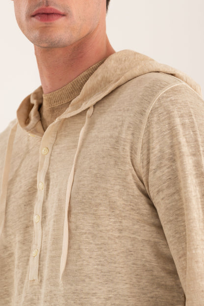 Men's Linen Hooded T-Shirt – Safari Soft Fade, view 3