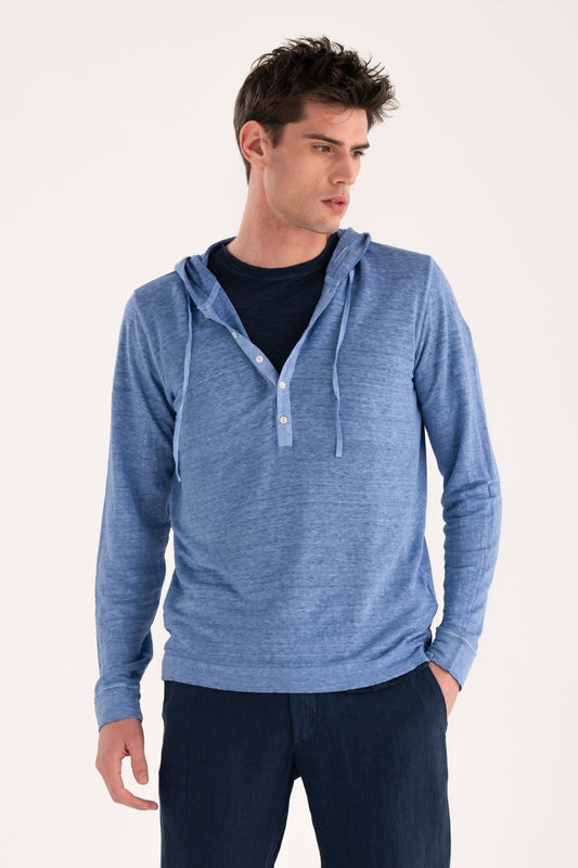 Men's Linen Hooded T-Shirt – Pacific Soft, view 1