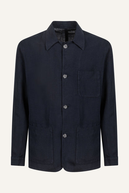 Men's Linen Workwear Jacket – Marine, view 6