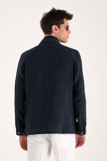 Men's Linen Workwear Jacket – Marine, view 2