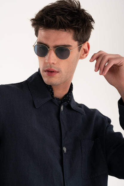 Men's Linen Workwear Jacket – Marine, view 4
