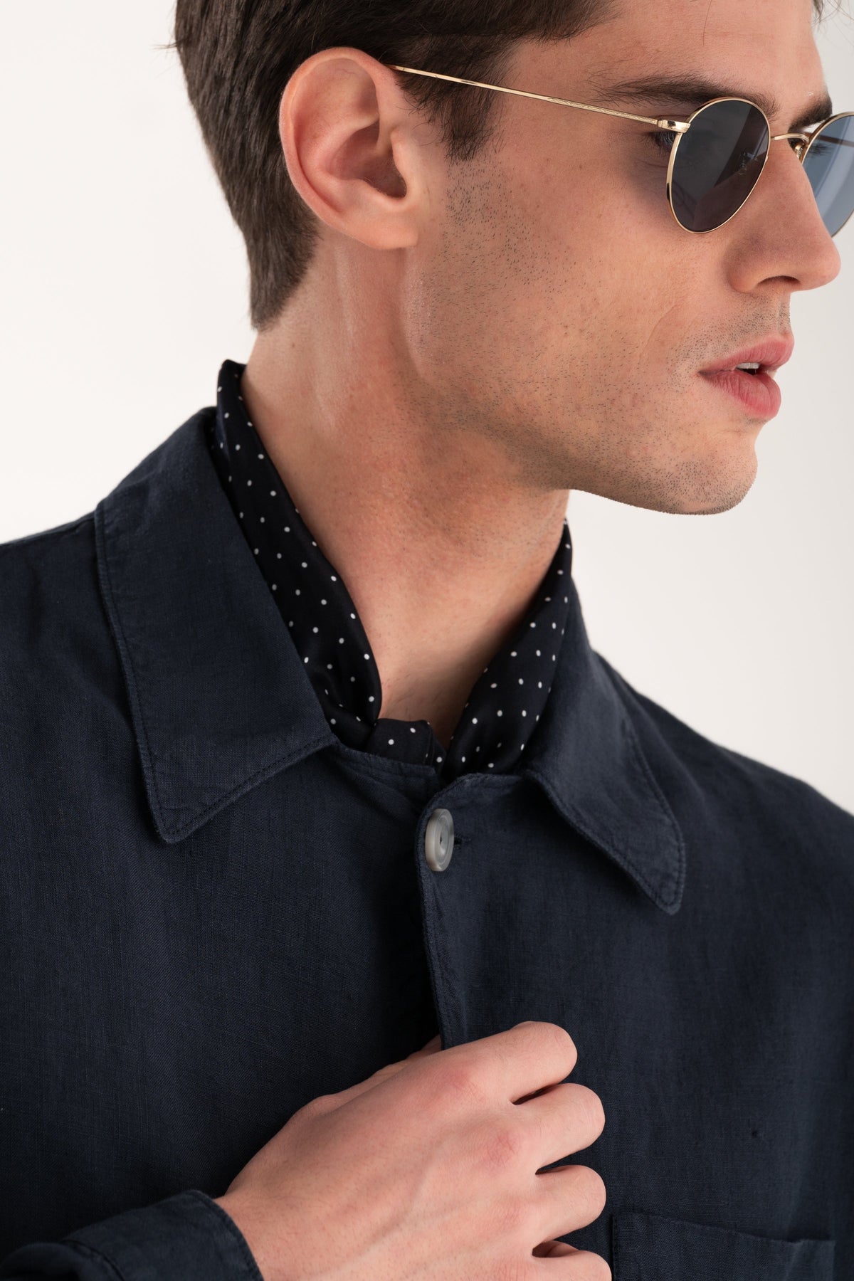 Men's Linen Workwear Jacket – Marine, view 3