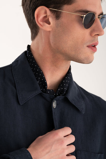 Men's Linen Workwear Jacket – Marine, view 3