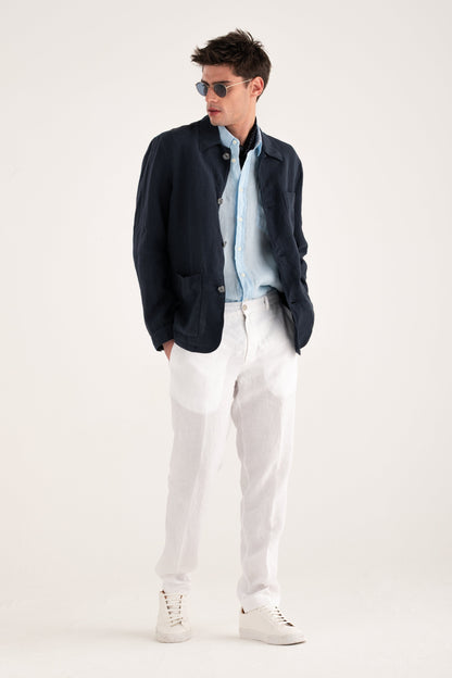 Men's Linen Workwear Jacket – Marine, view 5