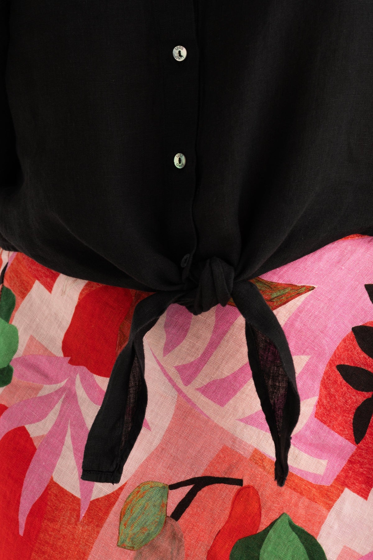 Women's Linen Knot-Detail Shirt – Black, view 4