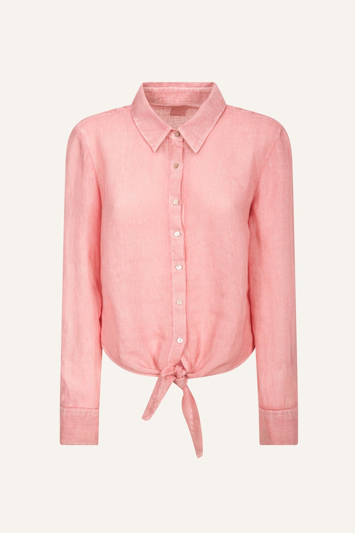Women's Front-Tie Linen Shirt – Ballerina, view 7