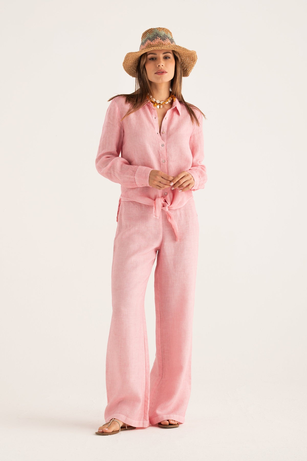 Women's Front-Tie Linen Shirt – Ballerina, view 6