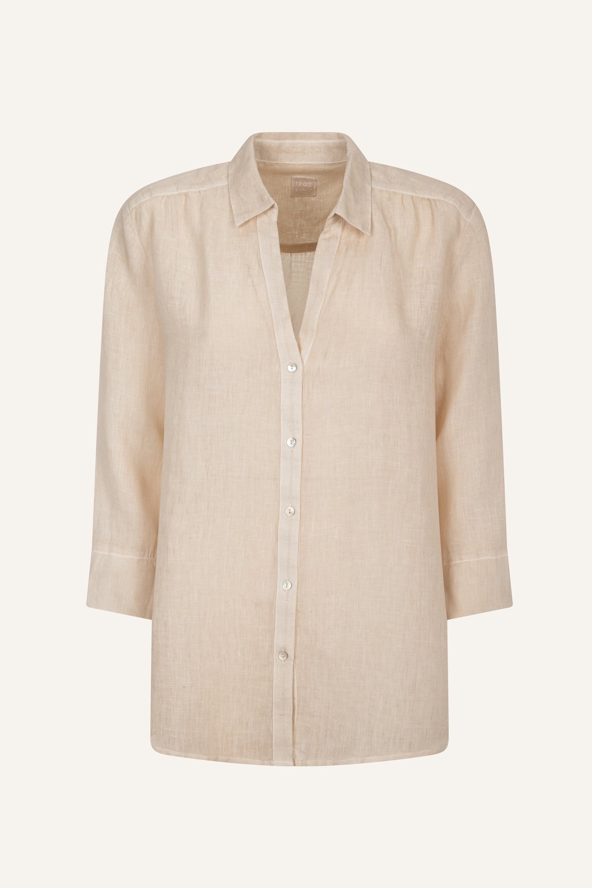 Women's Linen Relaxed-Fit V-Neck Shirt – Safari Soft Fade, view 6