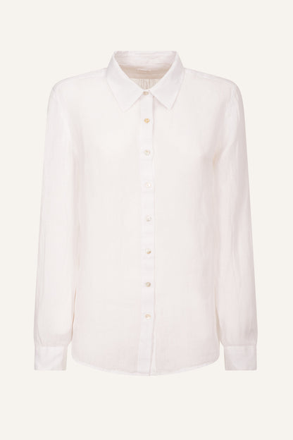 Women's Classic Regular-Fit Linen Shirt – White, view 7