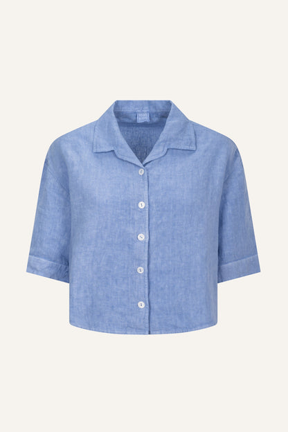 Women's Linen Cropped Shirt with Wide Sleeves – Pacific Soft, view 7
