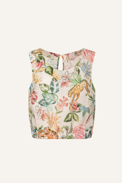 Women's Linen Cropped Top – Print, view 7