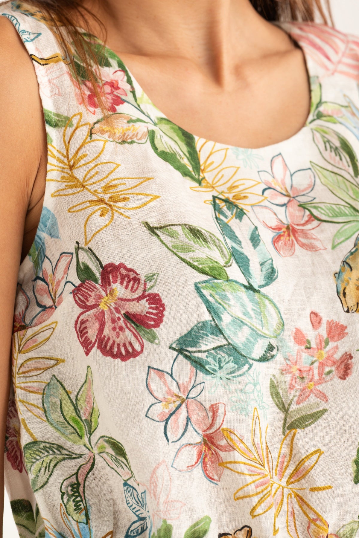 Women's Linen Cropped Top – Print, view 3