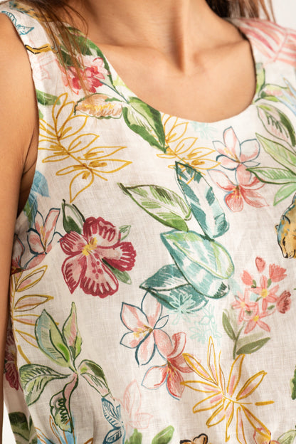 Women's Linen Cropped Top – Print, view 3