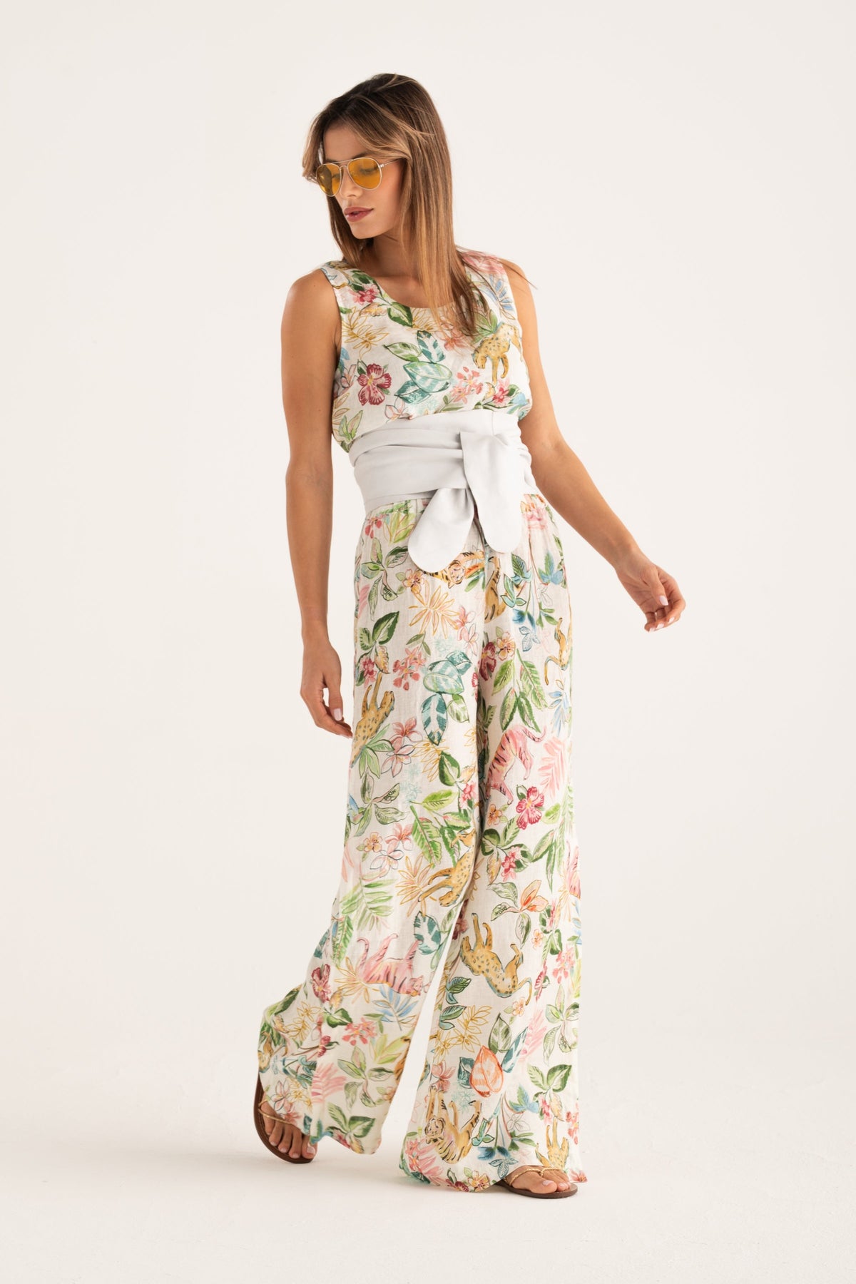 Women's Linen Cropped Top – Print, view 6