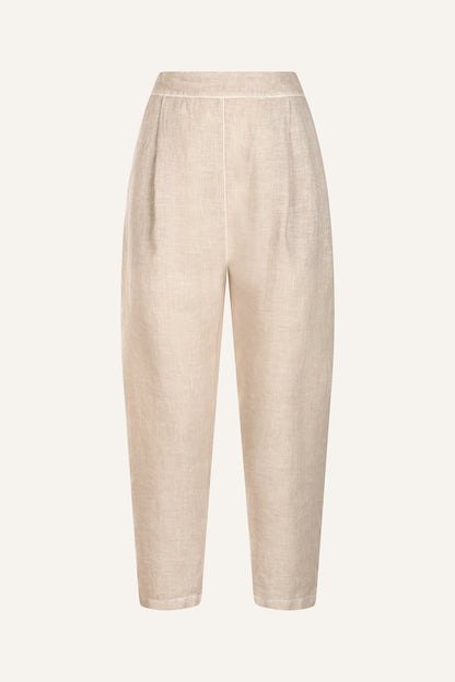 Women's Linen Pleated Pants – Safari Soft Fade, view 4