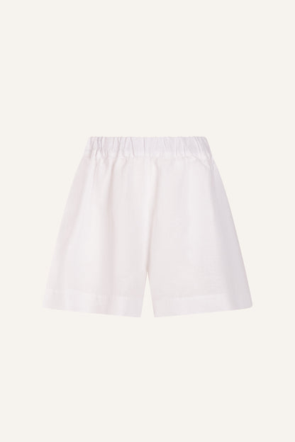 Women's Linen Relaxed Tailored Shorts – White, view 6