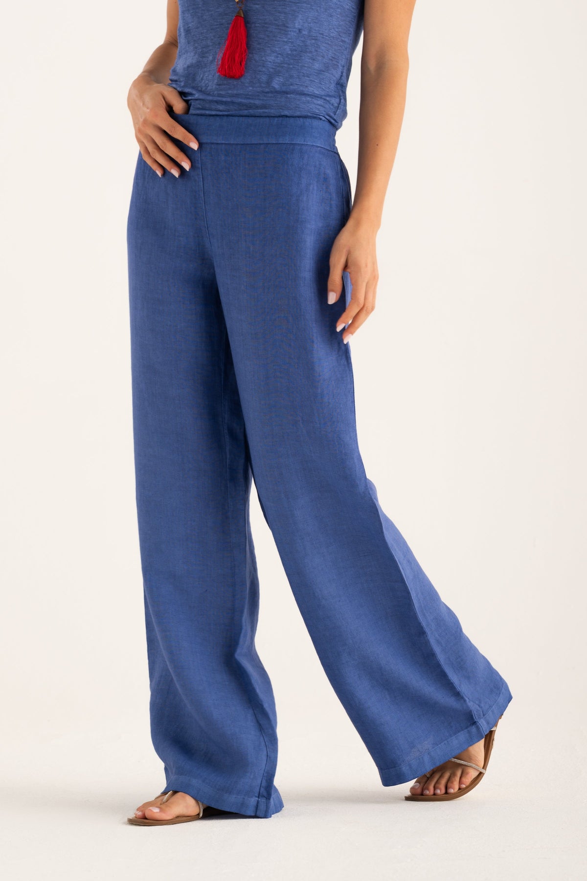Women's Wide-Leg Linen Pants – Ink Soft Fade, view 1