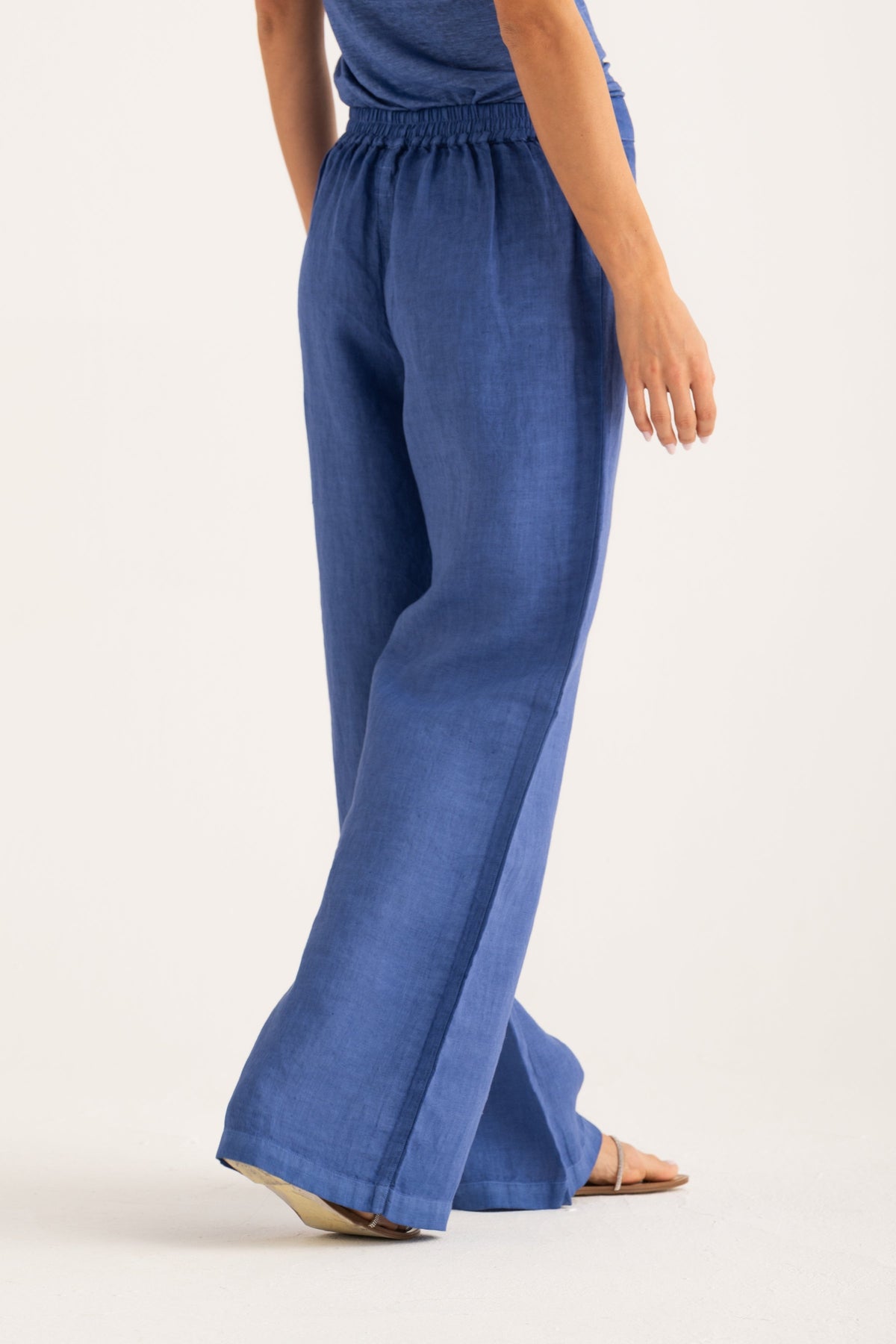 Women's Wide-Leg Linen Pants – Ink Soft Fade, view 2