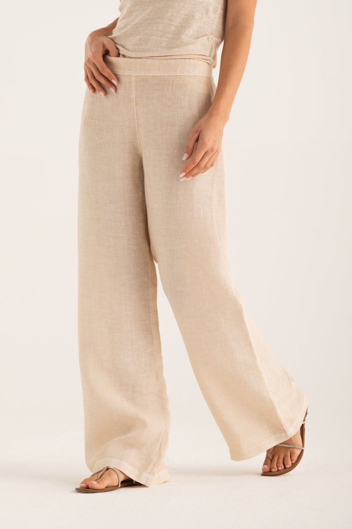 Women's Wide-Leg Linen Pants – Safari Soft Fade, view 1