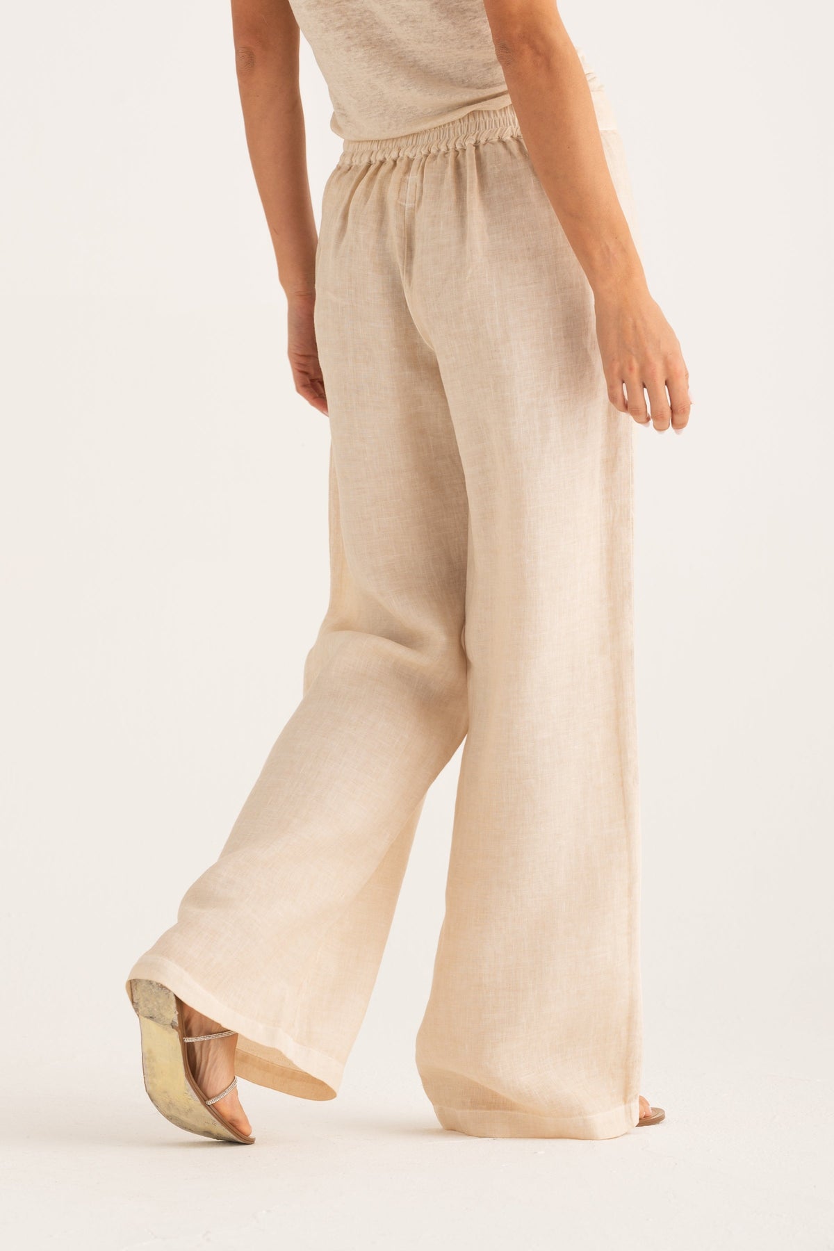 Women's Wide-Leg Linen Pants – Safari Soft Fade, view 2