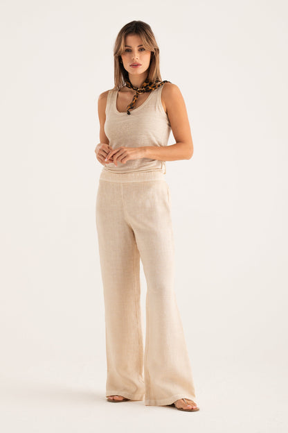 Women's Wide-Leg Linen Pants – Safari Soft Fade, view 4