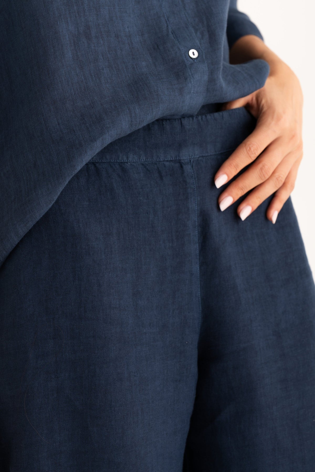 Women's Wide-Leg Linen Pants – Navy Fade, view 3