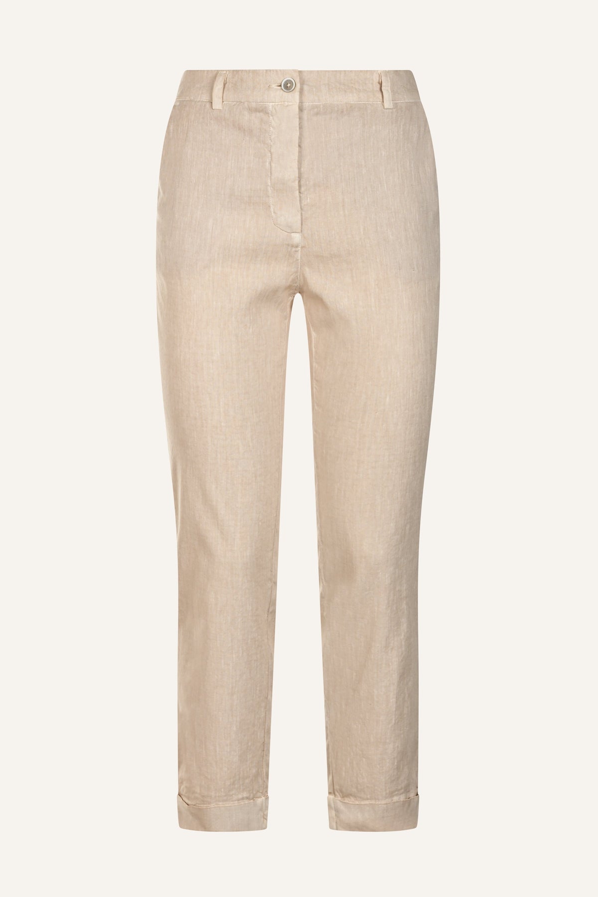 Women's Linen Chino Cropped Pants with Cuff – Safari Soft Fade, view 4