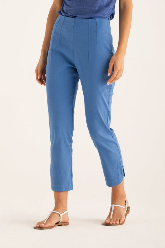 Women's Linen High-Waist Cropped Pants – Denim, view 1