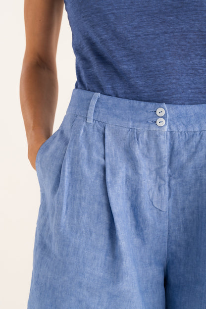 Women's Linen Pleated Shorts – Pacific Soft, view 3