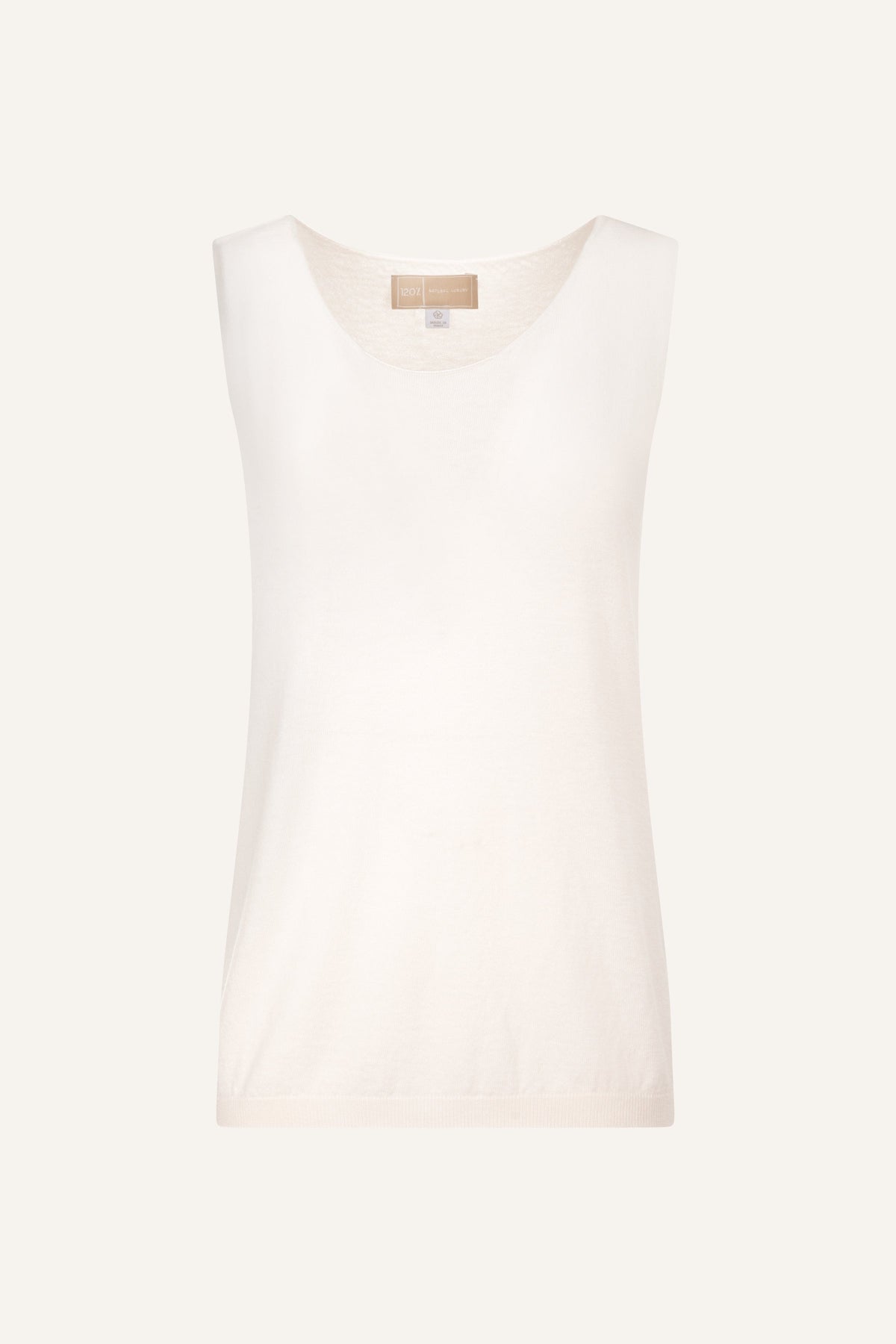 Women's Sleeveless Knit Top with Ribbed Hem – Bianco Lan, view 4