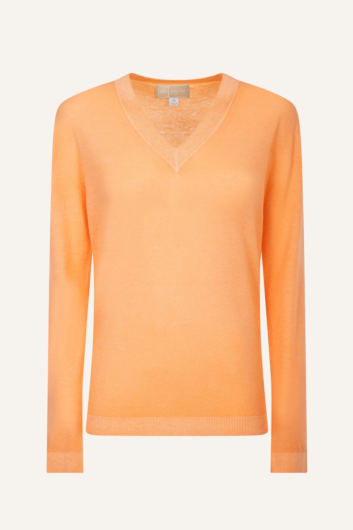 Women's V-Neck Knit Sweater – Tangerine, view 6