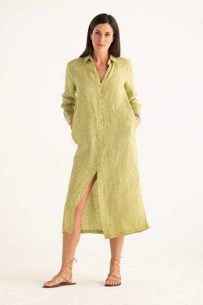 Women's Linen Shirt Dress – Apple Soft, view 1