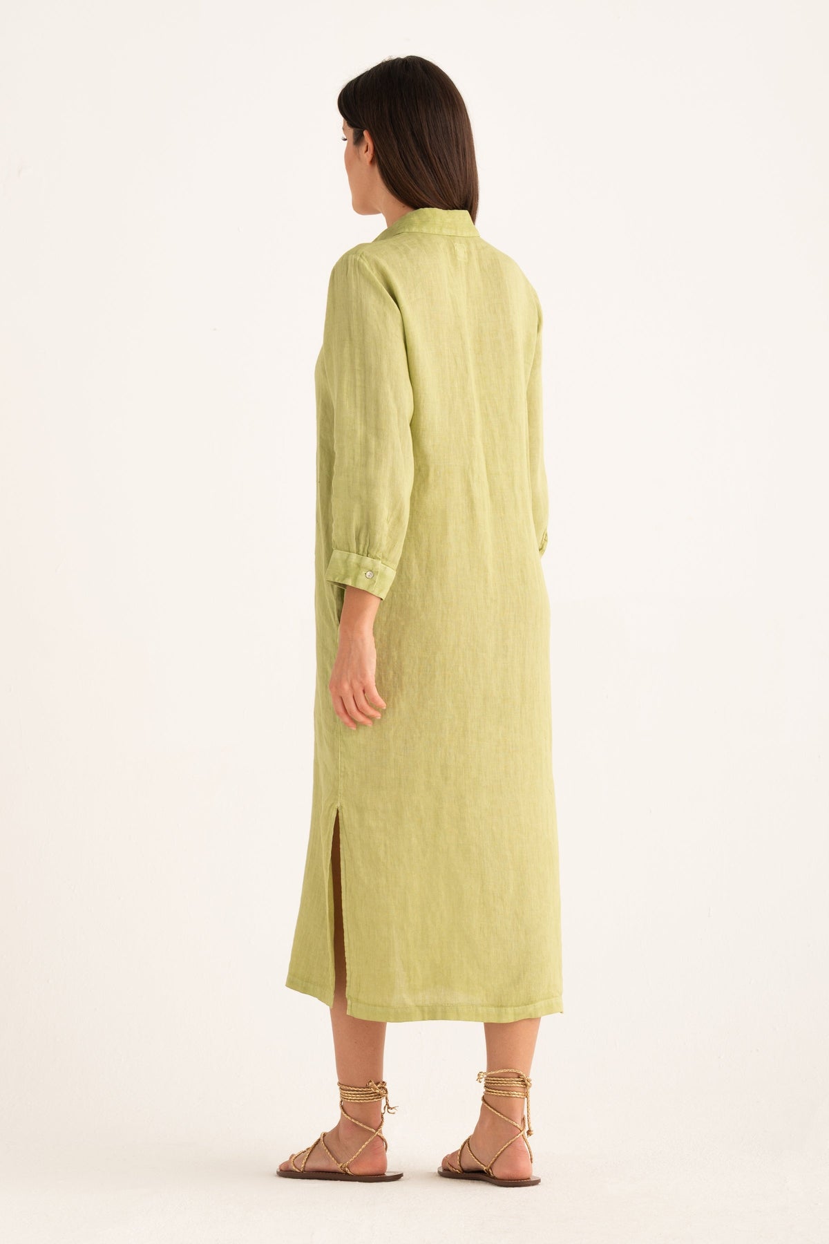 Women's Linen Shirt Dress – Apple Soft, view 2