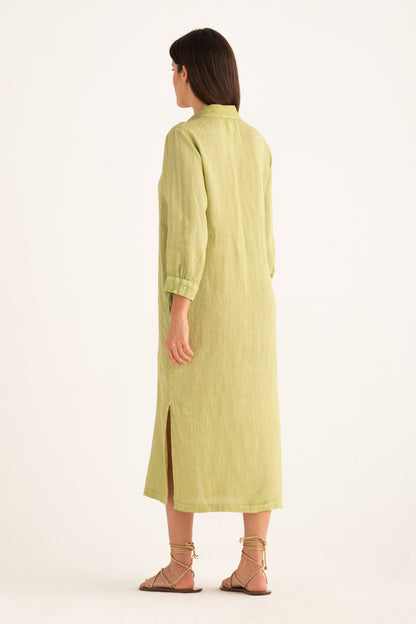 Women's Linen Shirt Dress – Apple Soft, view 2
