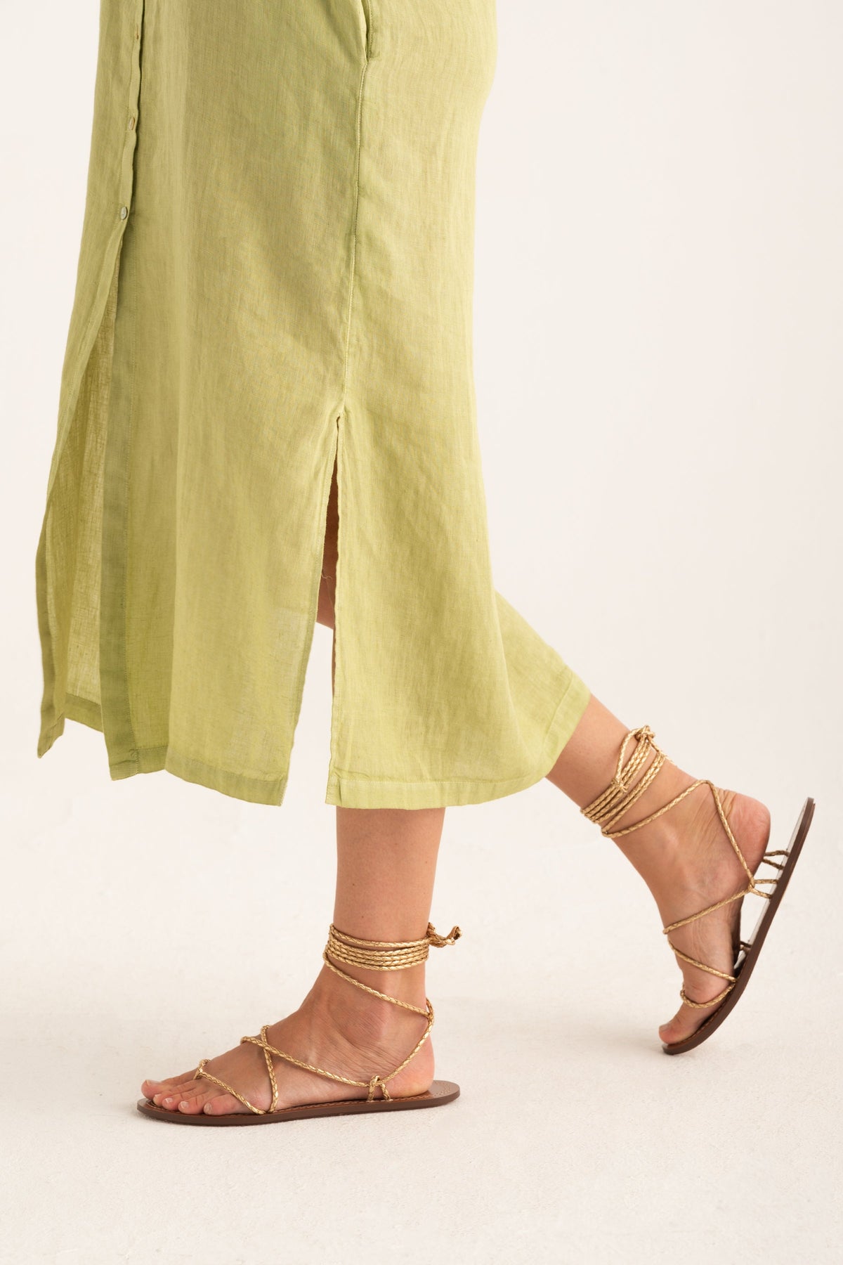 Women's Linen Shirt Dress – Apple Soft, view 3