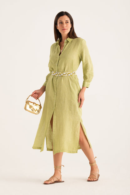 Women's Linen Shirt Dress – Apple Soft, view 5