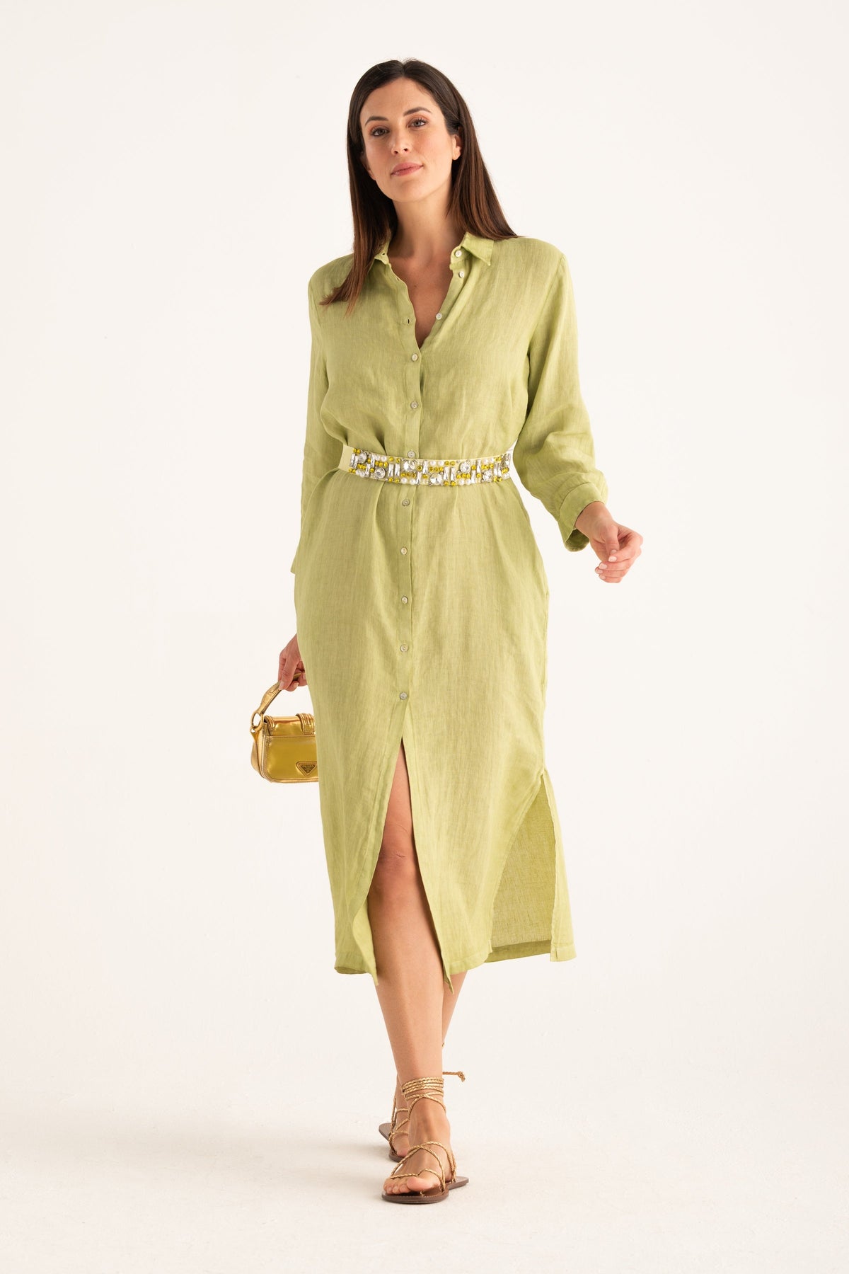 Women's Linen Shirt Dress – Apple Soft, view 6